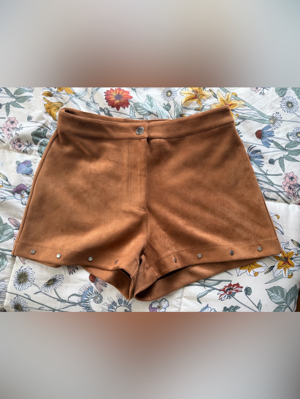 Sincerely Jules Faux Suede High Waisted Shorts Brown Size M